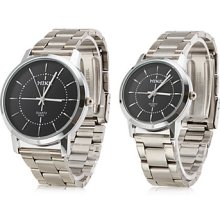 Pair of Alloy Analog Wrist Quartz Watch (Silver)