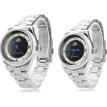 Pair of Alloy Analog Quartz Bracelet Watches 9384 SH1 (Silver)