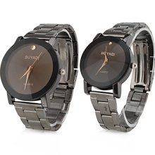 Pair of Casual Analog Wrist Quartz Watches (Black)