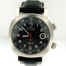 Panerai Ferrari Steel Black Leather Watch Black Arabic Dial FER00017