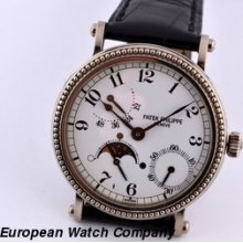 Patek Philippe 5015g 5015 Power Reserve Moon Phase Hobnail Bezel 18k Wg