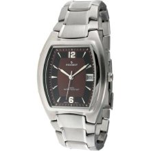 Peugeot Men's Burgundy Dial With Silver-Tone Bracelet Watch