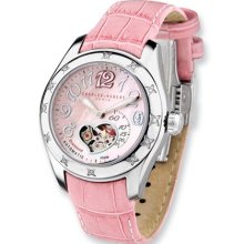 Pink Charles Hubert Diamond Bezel Automatic Watch