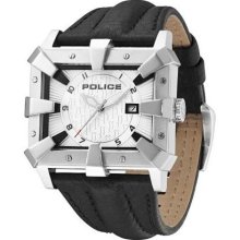 Police Men's PL-13400JS/04 Defender Silver Dial Leather Date Watc ...