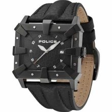 Police Men's PL-13400JSB/02 Defender Black IP Leather Date Watch ...