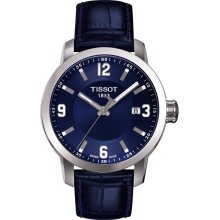 PRC 200 Men's Quartz Watch - Blue Arabic Index Dial With Blue Leather Strap