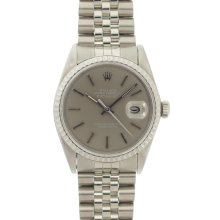 Pre-owned Rolex Men's Datejust Stainless Steel Grey Dial Watch (Stainless steel 36mm, grey dial)