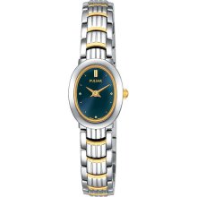 Pulsar Ladies Two Tone Stainless Steel Blue Dial PEG755