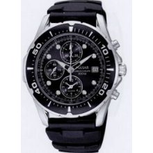 Pulsar Men`s Alarm Chronograph Watch W/ Rotating Bezel (Black/ Silver)