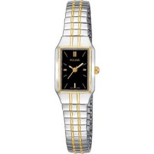Pulsar Pc3198 Women's Expansion Two Tone Ss Band Black Dial Watch