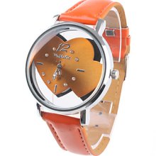 Quartz PU Band Wrist Watch For Women(Orange)