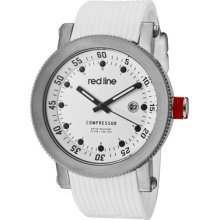 Red Line Men's Compressor White Dial White Silicone