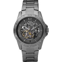 Relic Mens Gunmetal Automatic Skeleton Round Watc