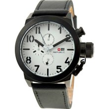 Republic Men's Leather Strap White/ Black Watch (RP1070)