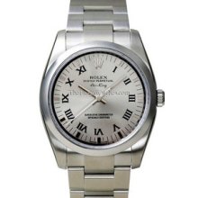 Rolex Air-King Watch, Domed Bezel, Silver Dial/Black Roman 114200