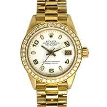 Rolex Date Ladies Watch White Arabic Dial 6917