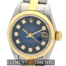 Rolex Datejust 26mm 2Tone Blue Vignette Diamond Dial Circa 2004