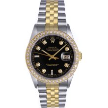 Rolex Datejust Men's 2-Tone Watch 16233 Diamond Dial and Bezel