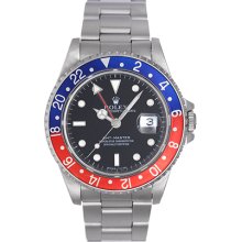 Rolex GMT-Master Men's Steel Watch Pepsi Red/Blue Bezel 16700