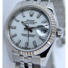 Rolex Ladies Datejust 18k&ss White Index Dial 179174 Watch Chest