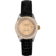 Rolex Ladies Datejust Watch 69173 Champagne Tapestry Dial