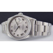 Rolex Mens Datejust Silver Roman Oyster Band 16220 Watch Chest