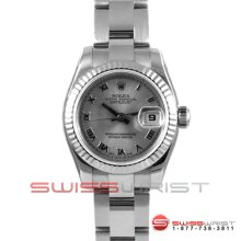 Rolex New Style Ladies Datejust SS 179174 Slate Roman Dial