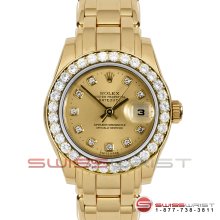 Rolex Pearlmaster Masterpiece Y. Gold Champagne Dial 32 Diamonds