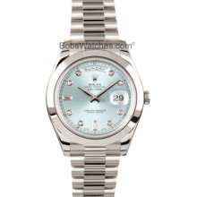 Rolex Platinum President Day Date II 218206 Glacier