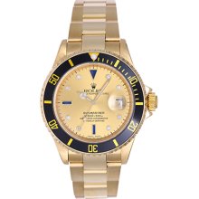 Rolex Submariner 18K Men's Watch With Serti Diamond Dial 16618