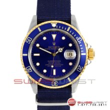 Rolex Submariner Two Tone Blue Dial - Bezel 16613 NATO Strap