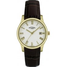 Rotary - Gent's Gold Casing Brown Leather Watch - Gs00794/32