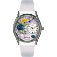 S-0910003 Birthstone Jewelry: March Birthstone Watch Classic Silver