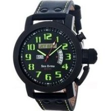 San Remo Men's Watch with Black Case and Black / Green Dial ...