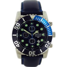 Sartego Men's Ocean Master Diver Chronograph Black Dial Bezel Blue Accents SPC71-L