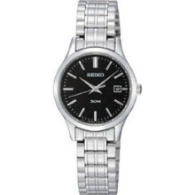 Seiko Black Dial Stainless Steel Ladies Watch SXDC41 ...