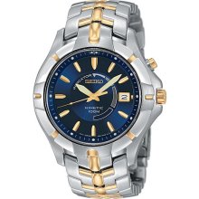 Seiko Kinetic Men's Watch w Gold-Tone Accents and Blue Dial