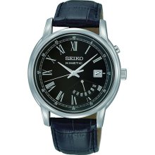 Seiko Kinetic Retrograde Day Indicator Watch Black Srn035p1