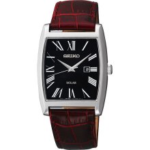 Seiko Mens Brown Leather Solar Powered Watch