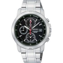 Seiko Men's Chronograph Watch Stainless Band / Black Dial SNDB03