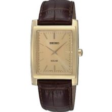 Seiko Men's Gold Tone Stainless Steel Dress Solar Quartz Strap SUP896