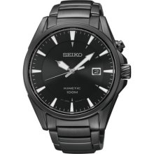 Seiko Men's Kinetic Black Ion Dial Stainless Steel Watch