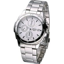 Seiko Men's Stainless Steel Chronograph Silver Tone Patterned Dial SNDB33