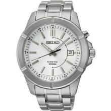 Seiko Ska535 Men's Stainless Steel Silver Dial 100m Kinetic Quartz Watch