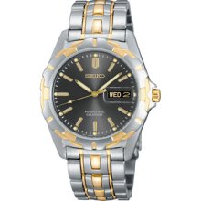 Seiko SMD008 Mns Two Tone Brclt Blk Dial