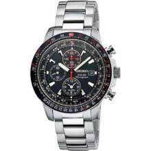 Seiko SSC007 Stainless Steel Solar Flight Quartz Alarm Chronograp ...