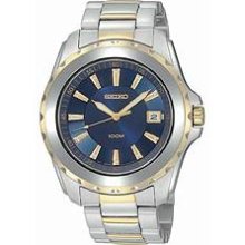 Seiko Steel Two-tone Date Bracelet Blue Dial Men's Watch #SGEE72