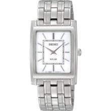 Seiko SUP895 Stainless Steel Dress Solar Quartz White Dial Link