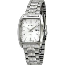 Seiko SXD837 Stainless Steel Tonneau Case Quartz Silver Tone Dial