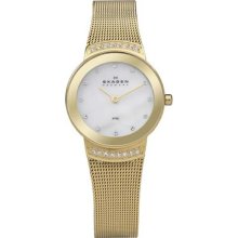 Skagen Luxury in Gold Mesh Mother-of-pearl Dial Women's watch #812SGG